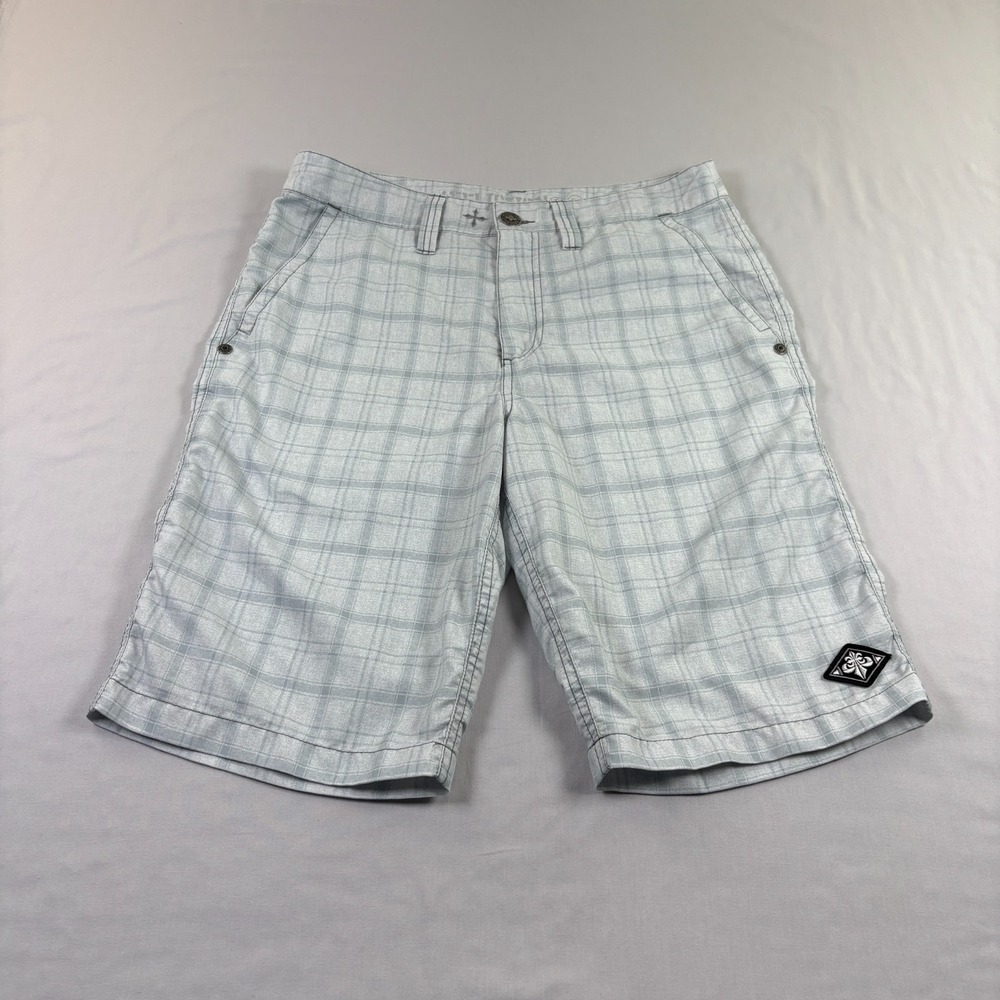 Affliction Shorts Mens Size 32 Gray Plaid Bermuda‎ Casual Grunge